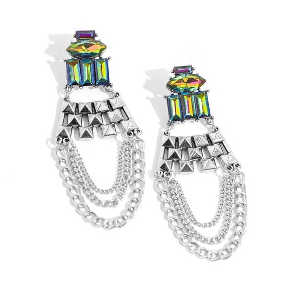 Chandelier Earrings Multicolored stone - Picture 1 of 3